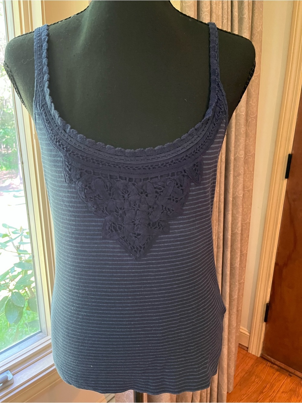 Polo by Ralph Lauren Navy Crochet Yoke Tank Top